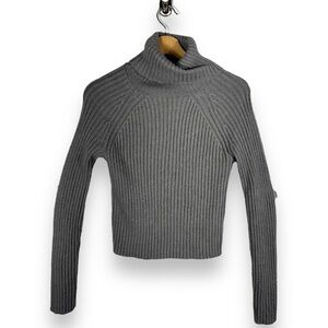American Eagle Outfitters Fitted Turtleneck Sweater, Smoke Grey, Size Medium